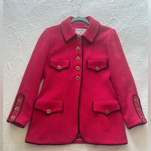 Chanel *Rare* Vintage Pink Wool Blazer With Gold Buttons